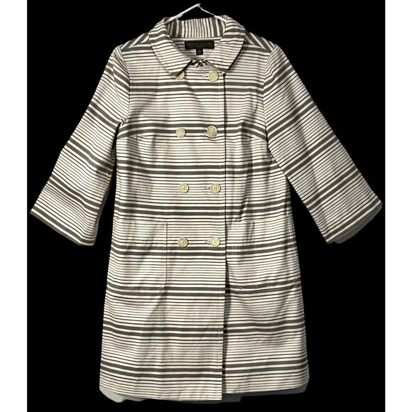 Proenza Schouler Coatigan Womens Size M Gray Striped Cotton Pockets Midi Buttons - Picture 7 of 10